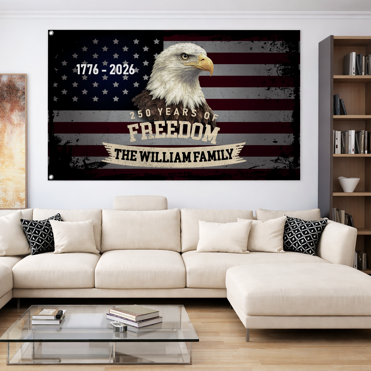 Personalized 250 Years of Freedom Vintage Eagle House Flag
