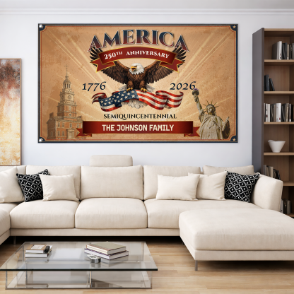 Personalized Vintage Patriotic Semiquincentennial House Flag