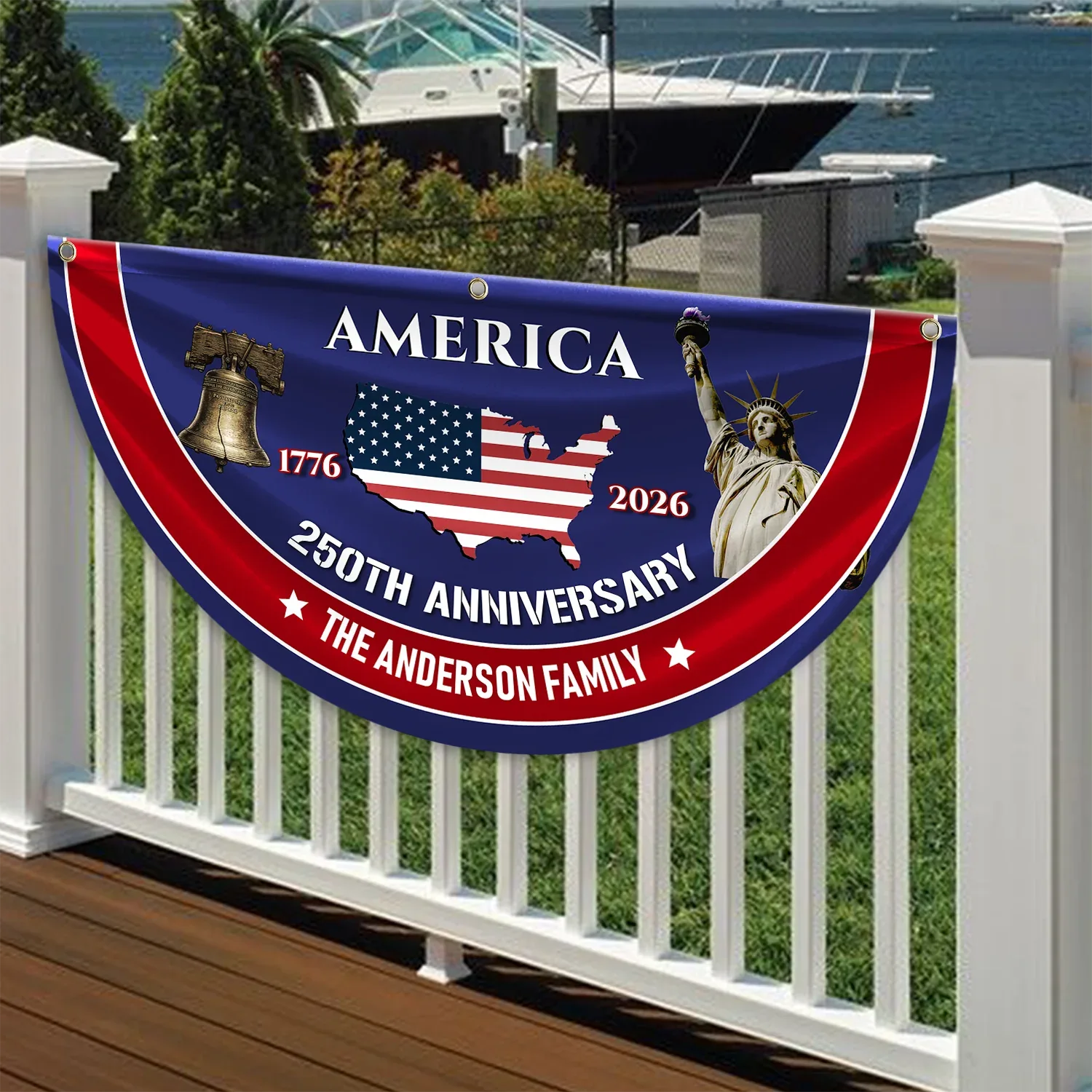 Personalized America 250th Anniversary Patriotic Fan Flag