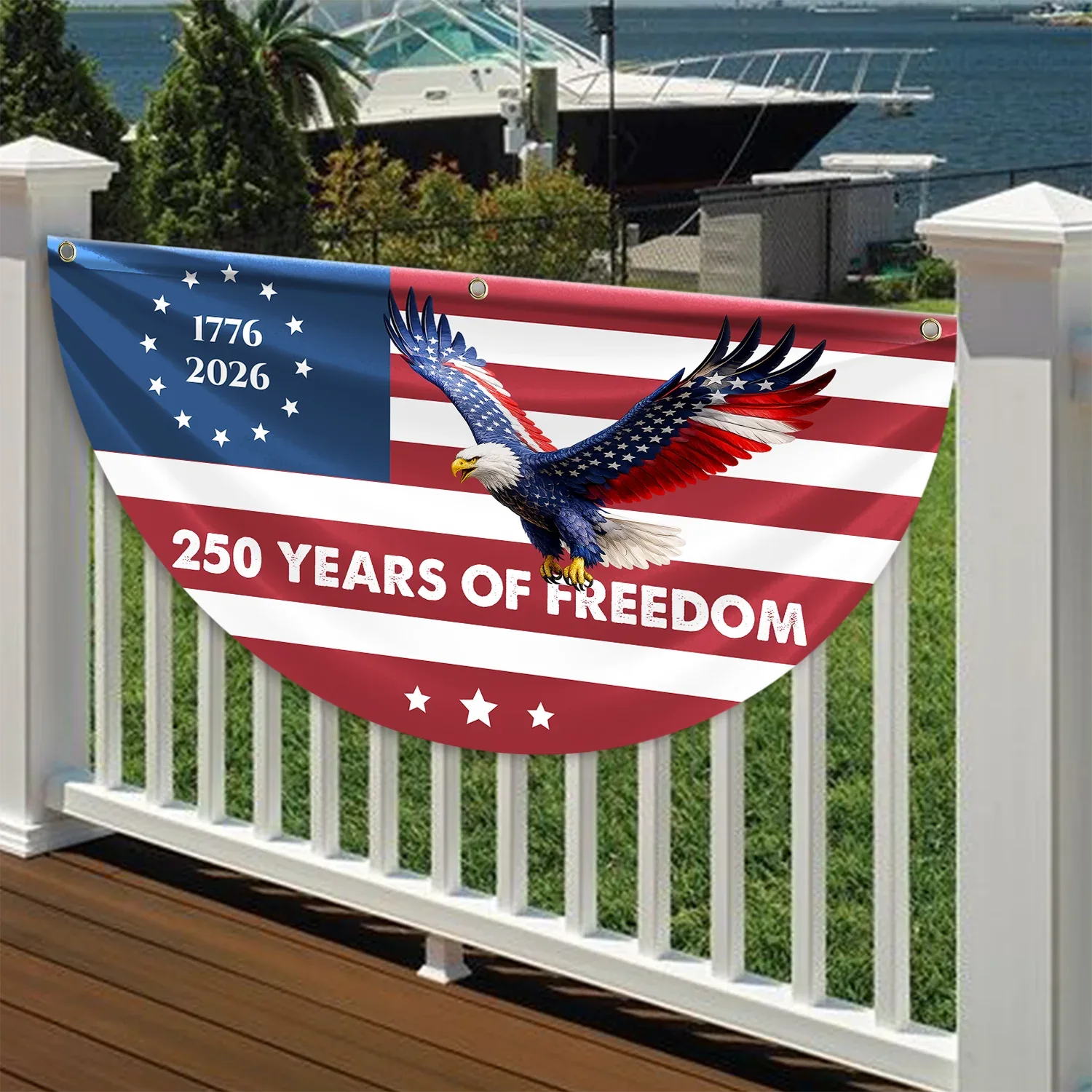 250 Years of Freedom Flying Eagle Patriotic Fan Flag