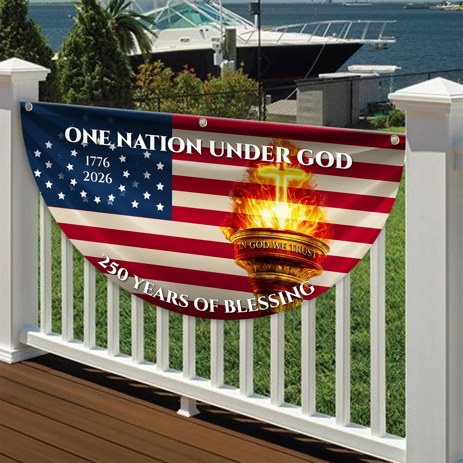 One Nation Under God 250 Years of Blessing Fan Flag
