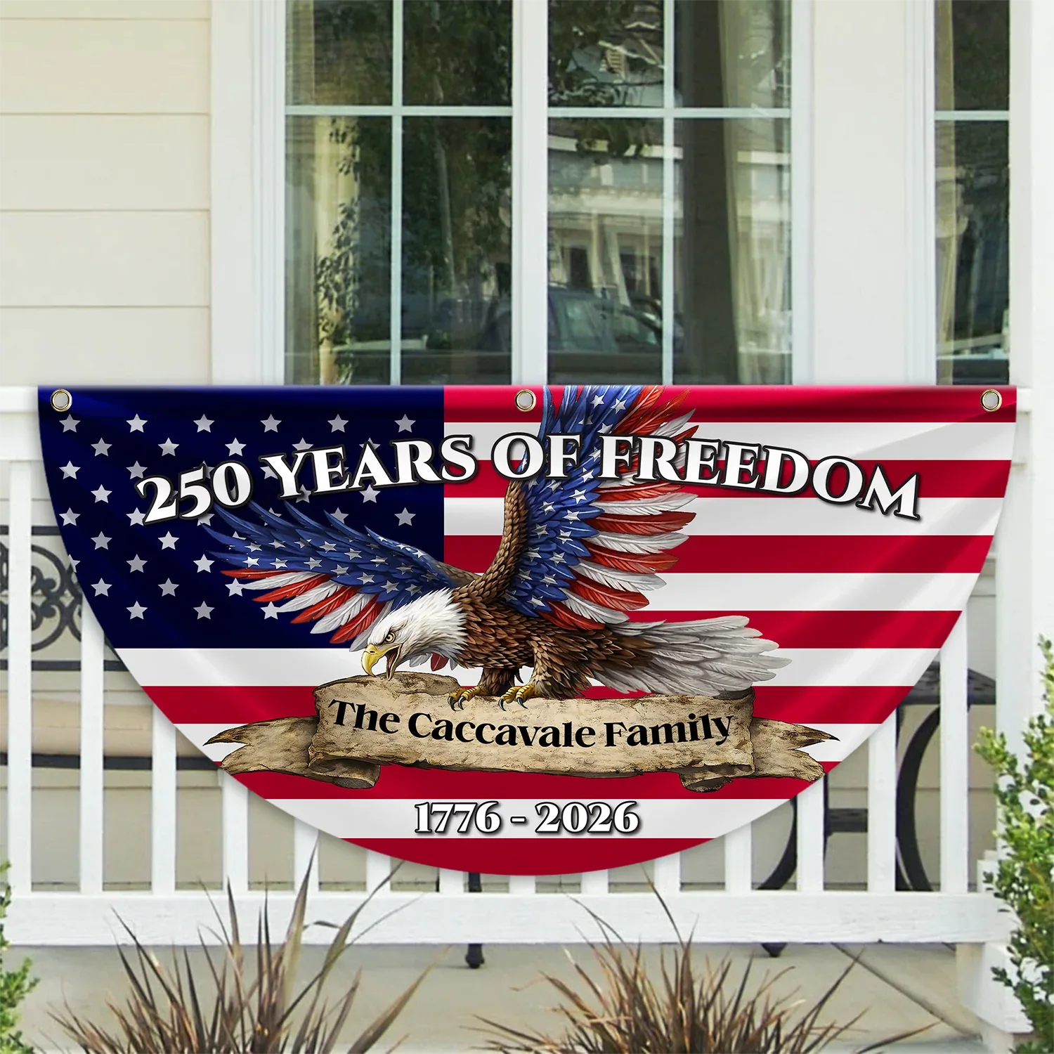 Personalized 250 Years of Freedom Eagle Fan Flag