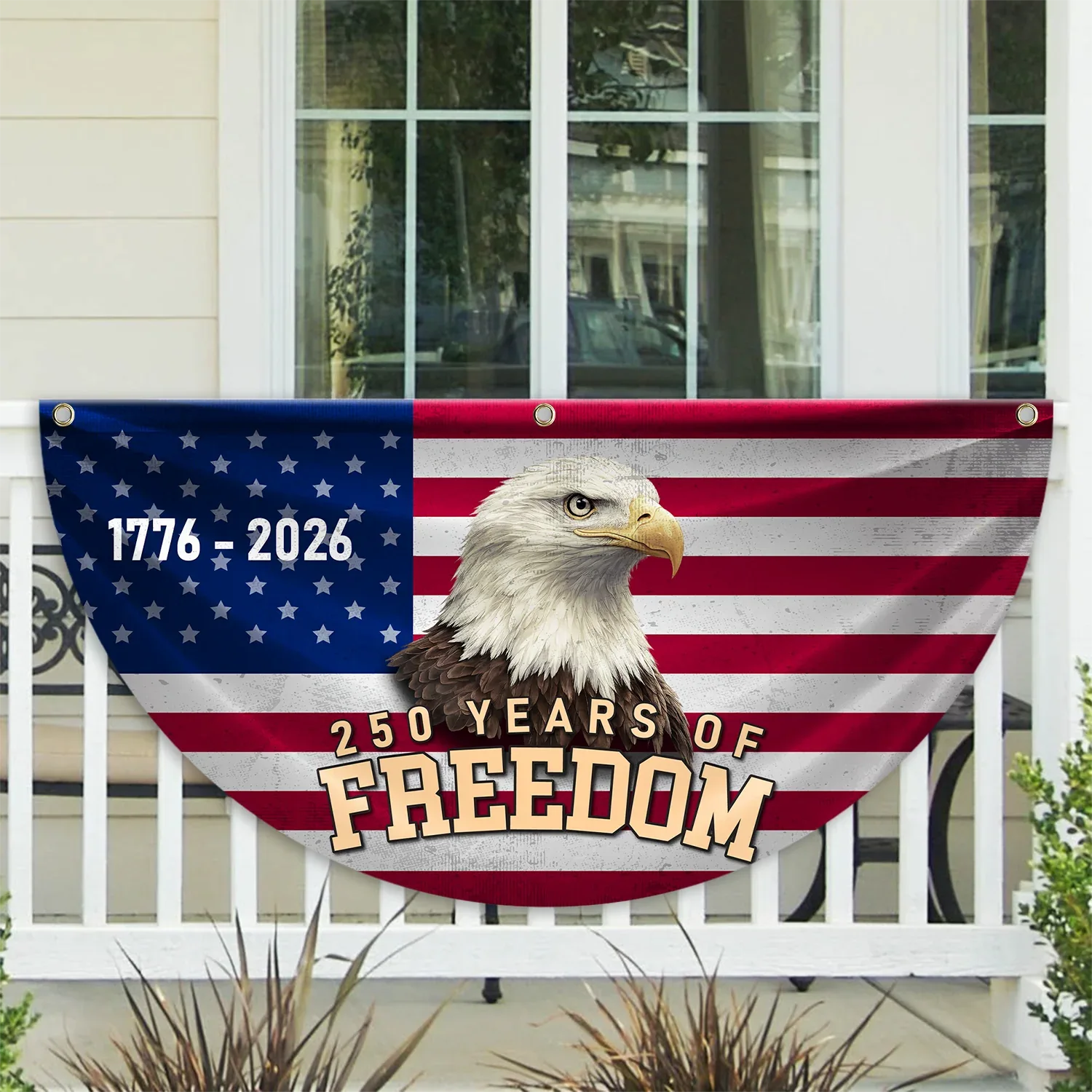 250 Years of Freedom Patriotic Eagle Fan Flag