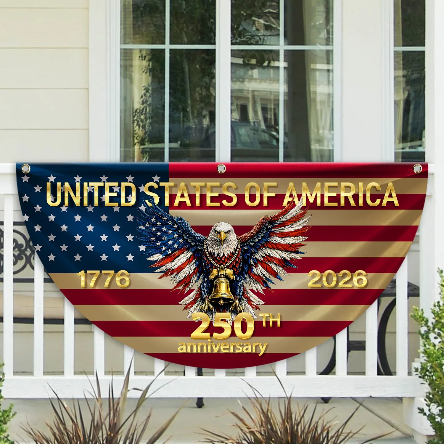 United States 250th Anniversary Patriotic Eagle Fan Flag