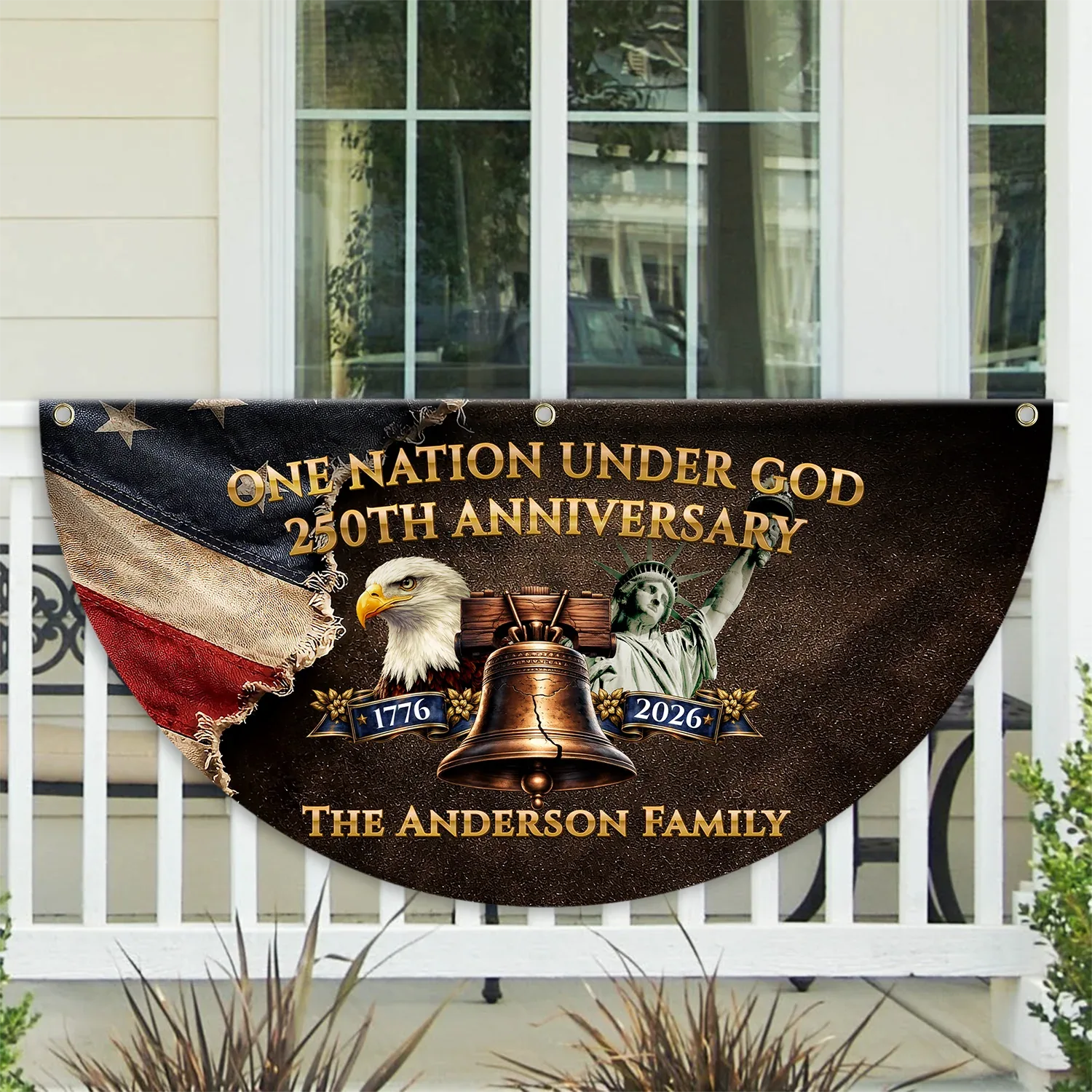 Personalized One Nation Under God 250th Anniversary Fan Flag