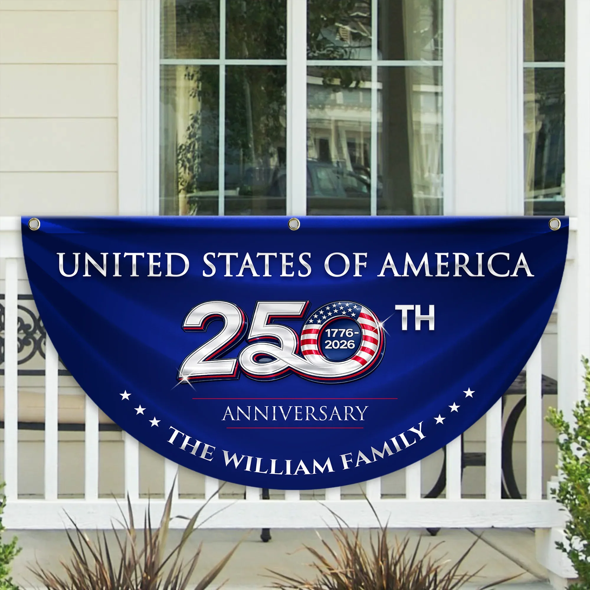 Personalized United States 250th Anniversary Patriotic Fan Flag