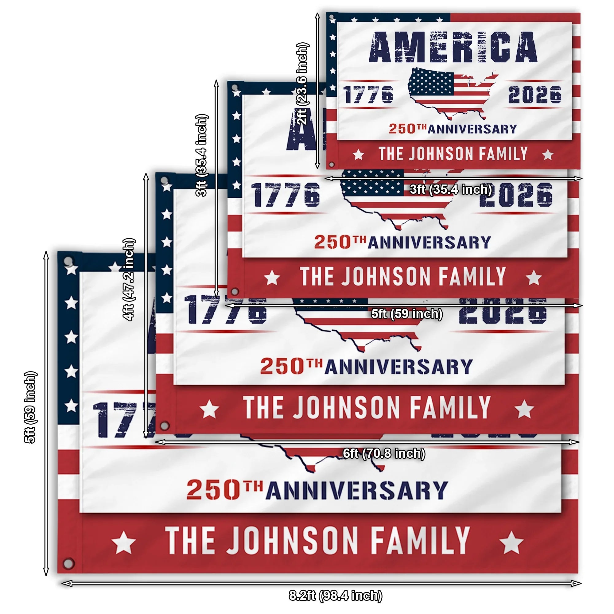 Personalized America 250th Anniversary USA Map House Flag