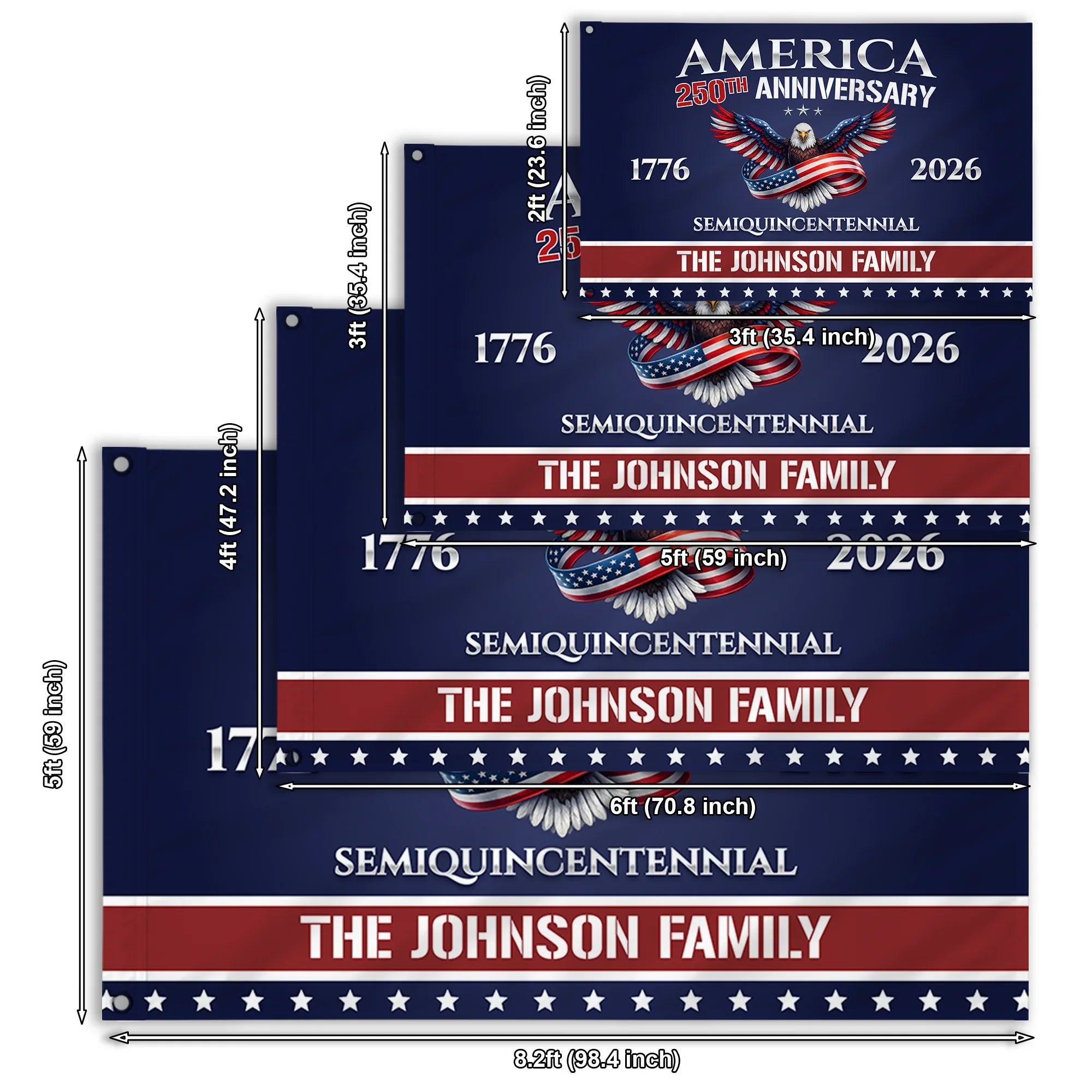 Personalized America 250th Anniversary Semiquincentennial House Flag