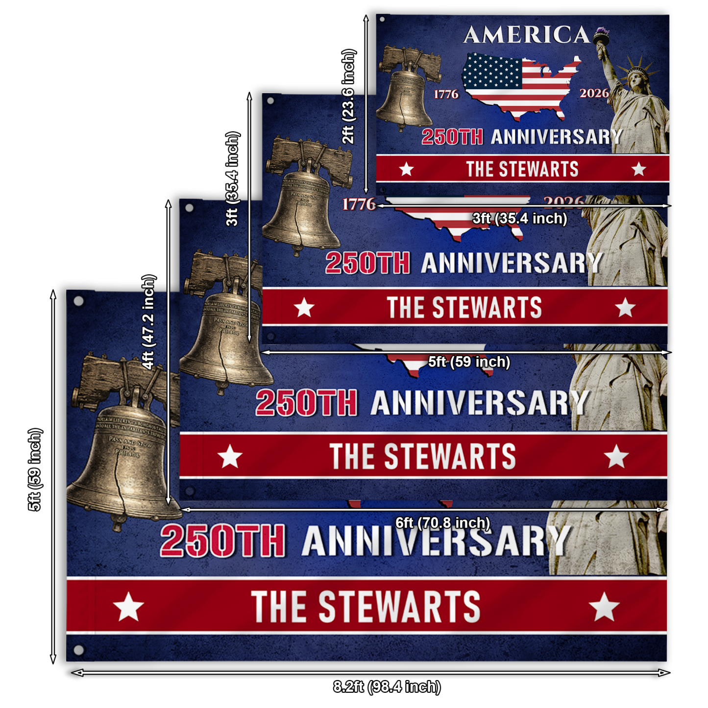 Personalized America 250th Anniversary Patriotic House Flag