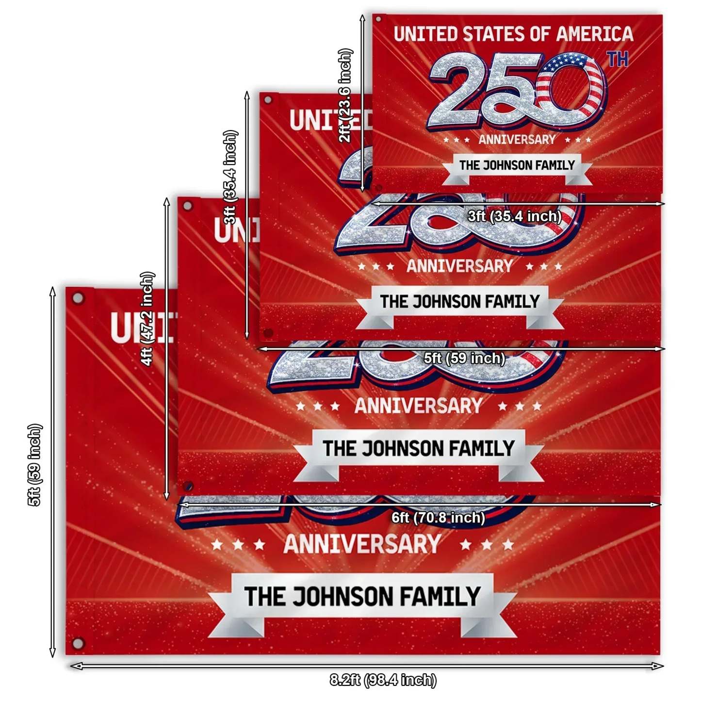 Personalized United States 250th Anniversary House Flag