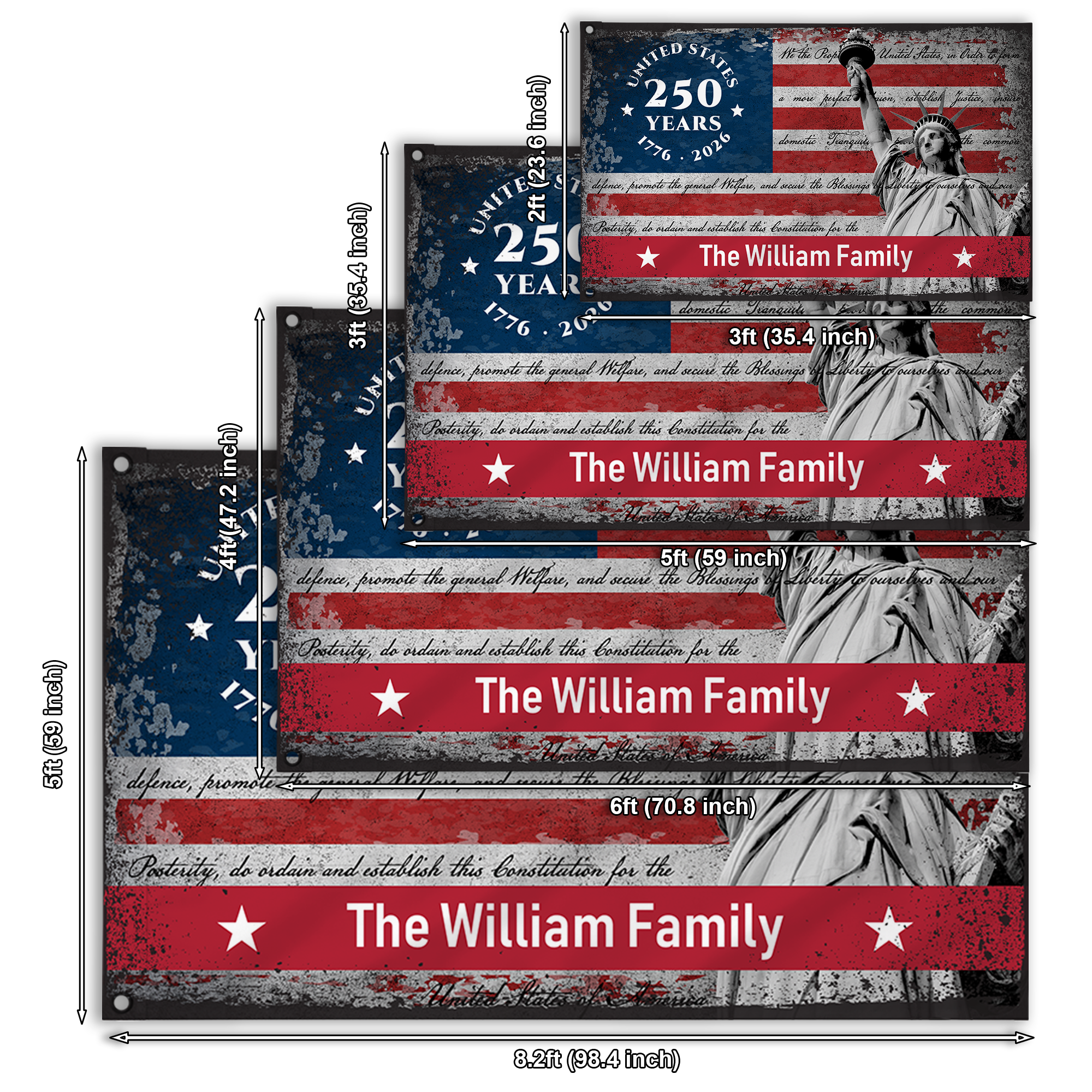 Personalized We The People 250th Anniversary House Flag