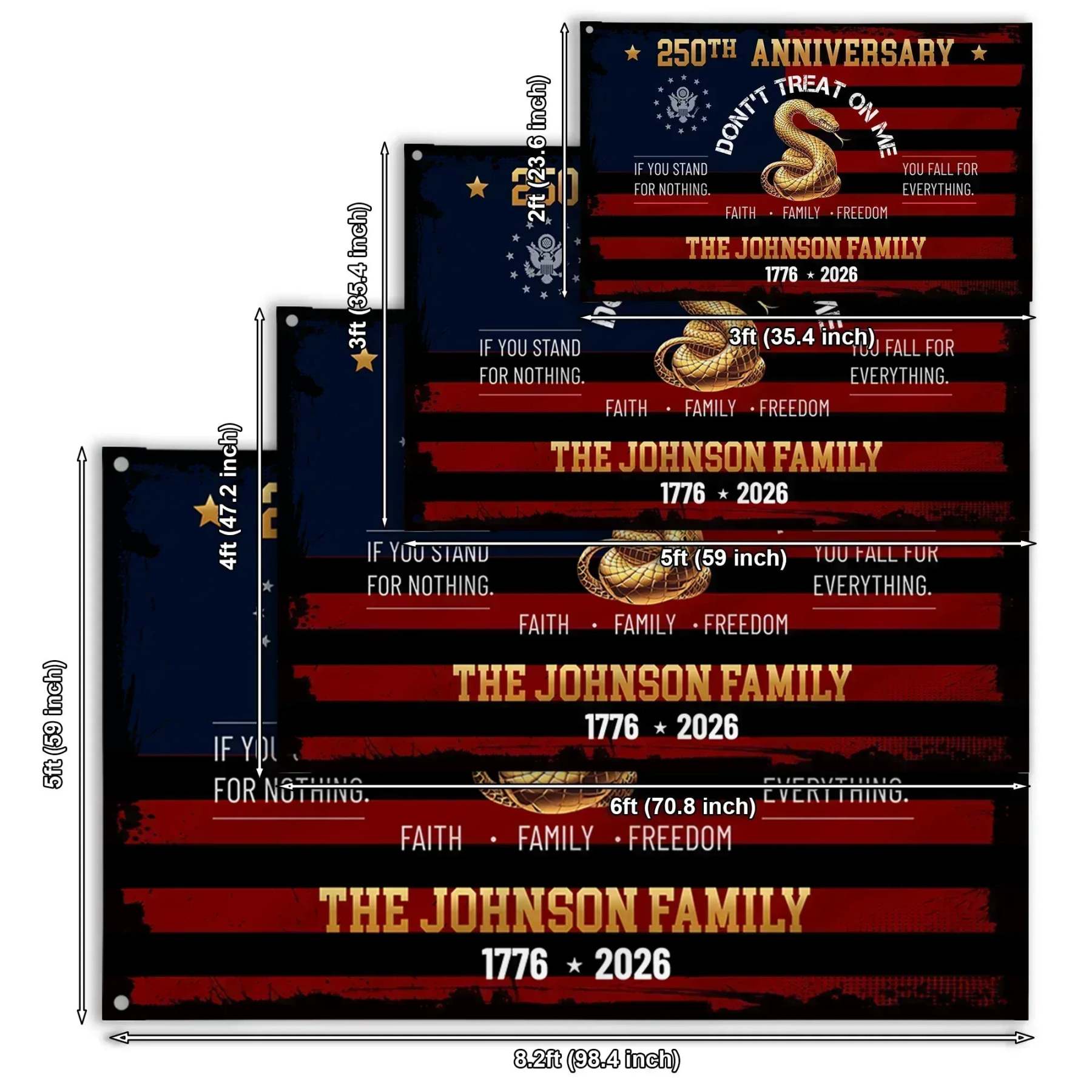 Personalized Don't Treat On Me 250th Anniversary House Flag