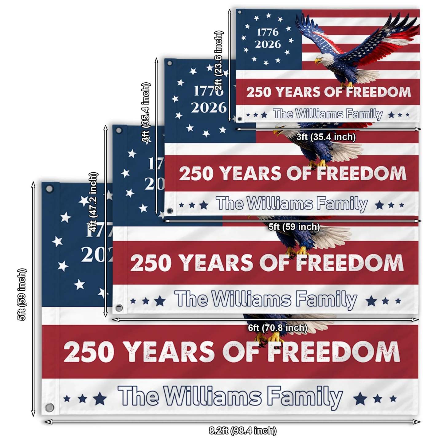 Personalized 250 Years of Freedom Eagle House Flag