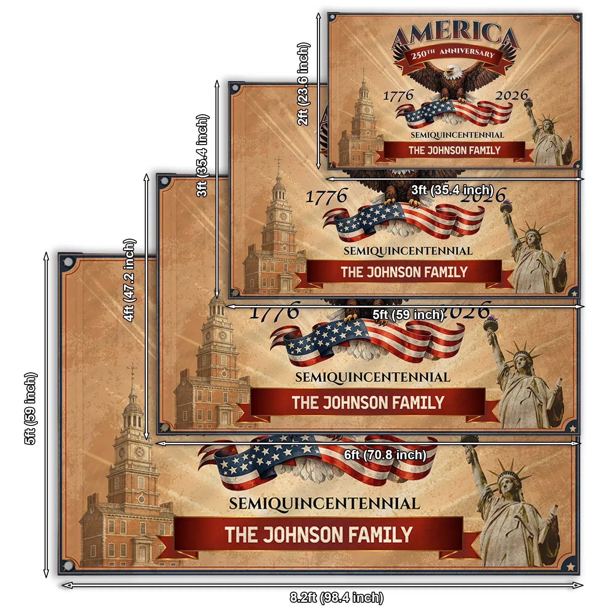 Personalized Vintage Patriotic Semiquincentennial House Flag