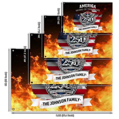 Personalized America 250 Home of the Brave House Flag