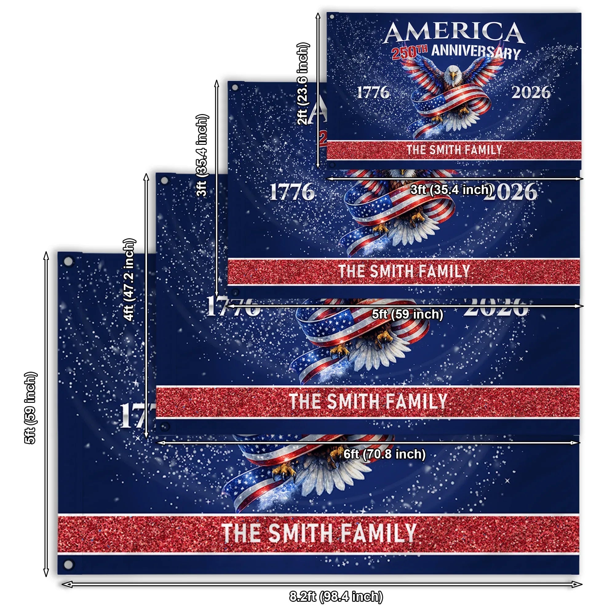 Personalized America 250th Anniversary Eagle House Flag