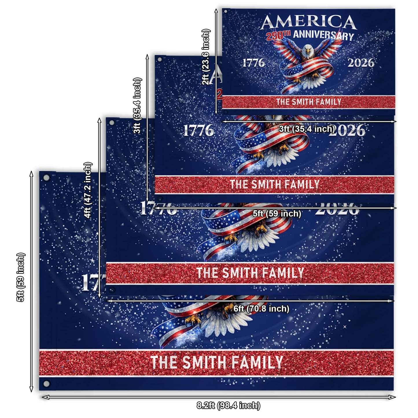 Personalized America 250th Anniversary Eagle House Flag