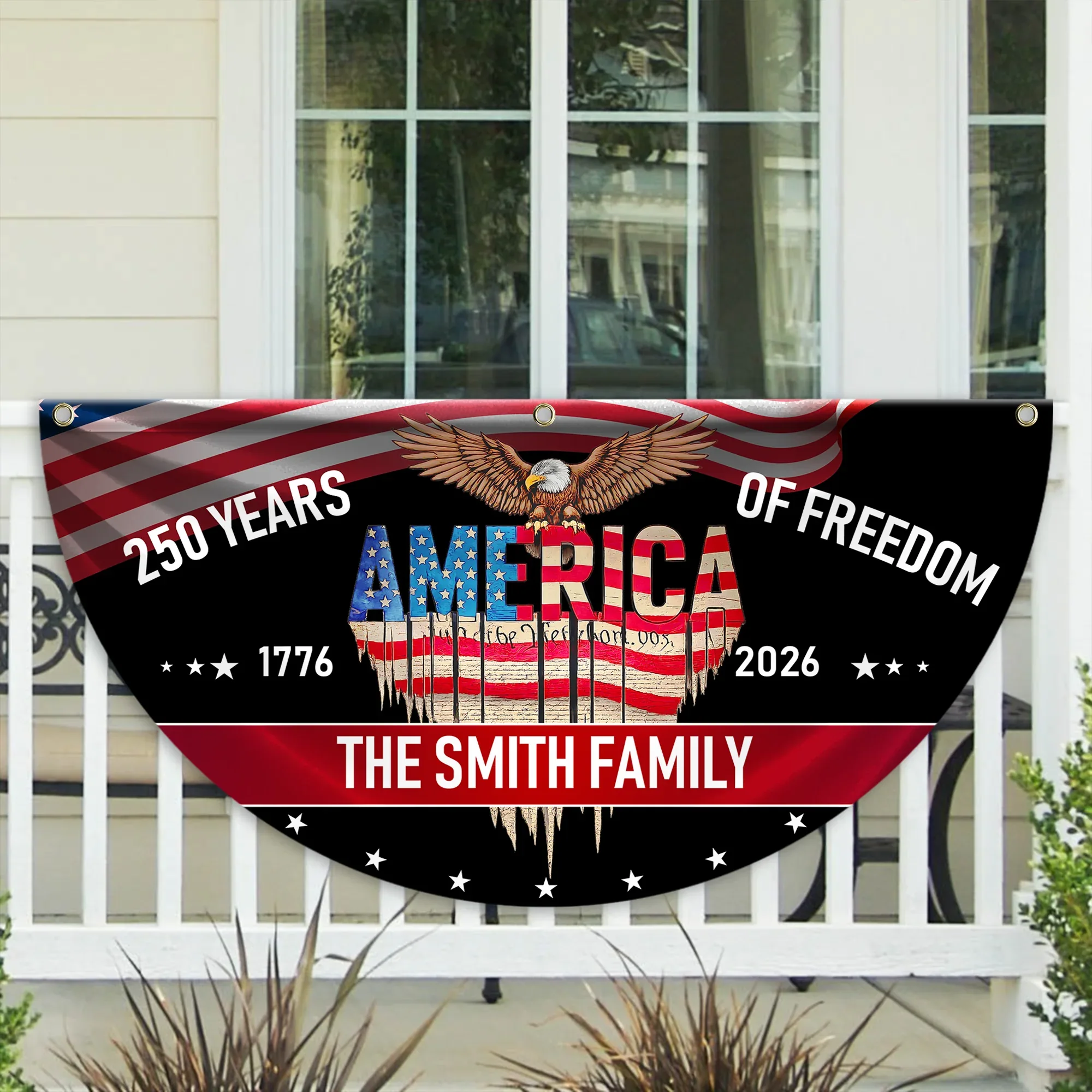 Personalized 250 Years of Freedom Patriotic Fan Flag