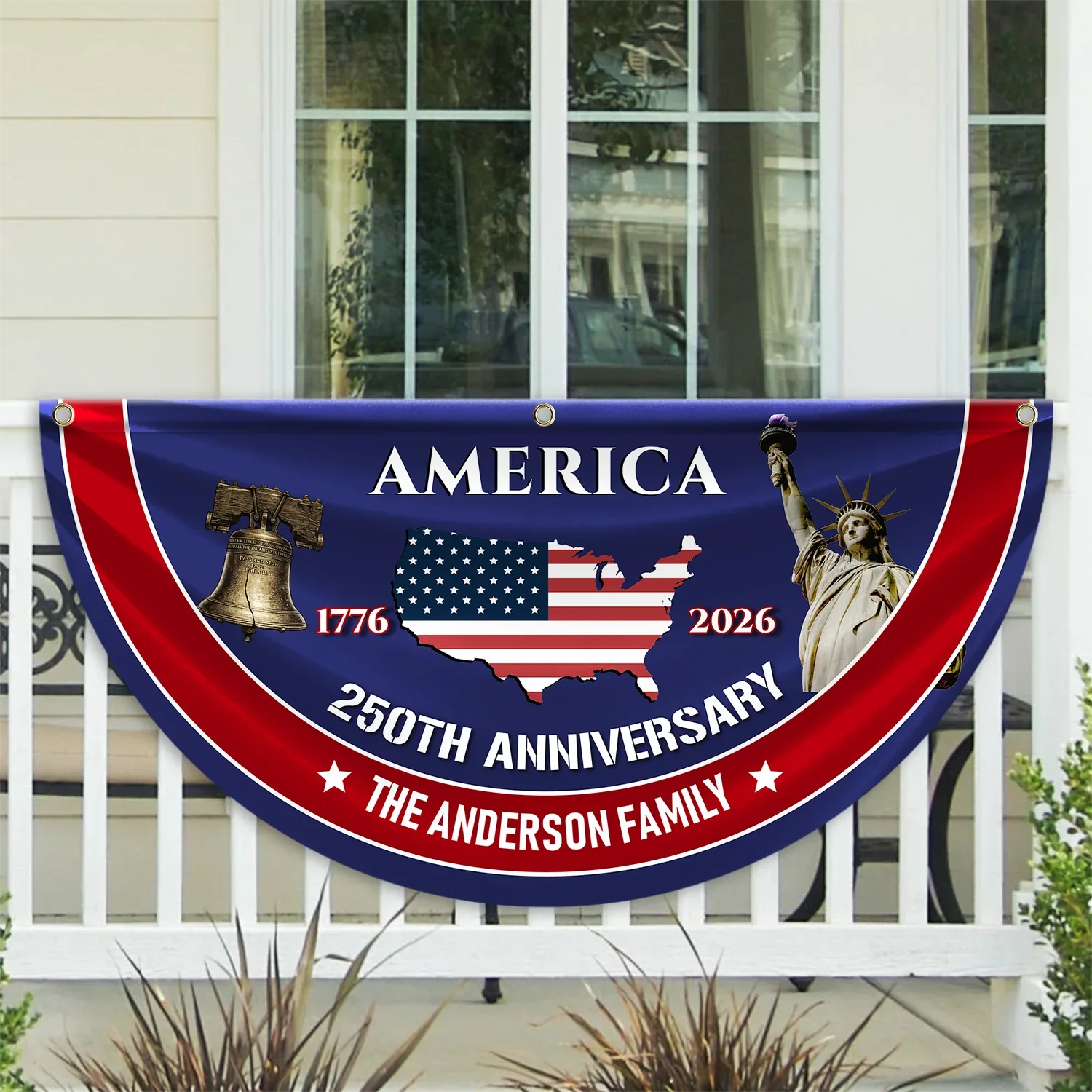 Personalized America 250th Anniversary Patriotic Fan Flag
