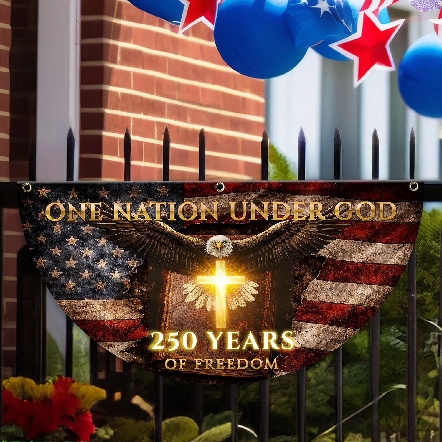One Nation Under God 250 Years of Freedom Fan Flag