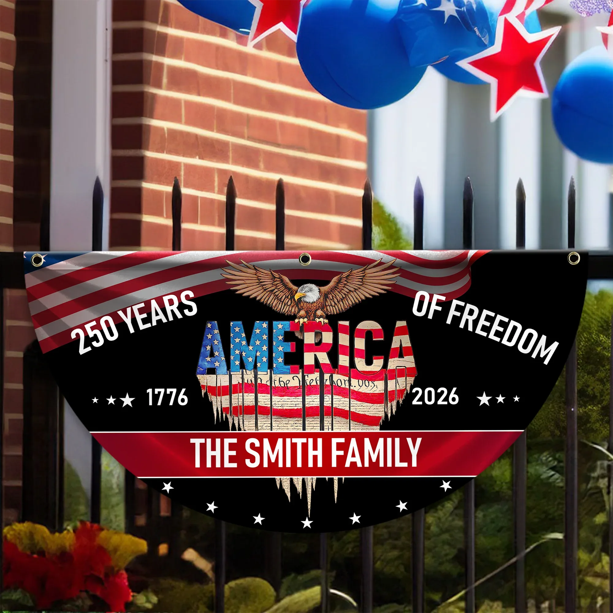 Personalized 250 Years of Freedom Patriotic Fan Flag