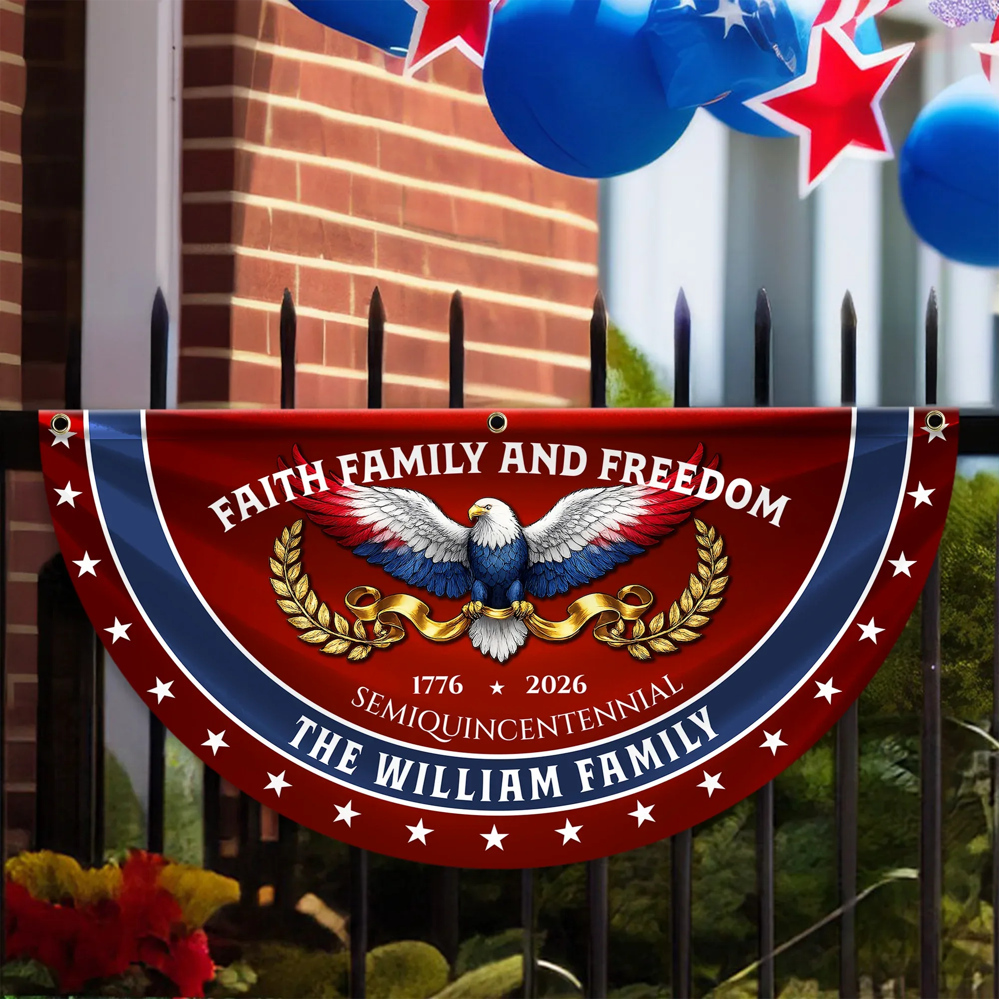 Personalized Faith Family Freedom Patriotic Fan Flag