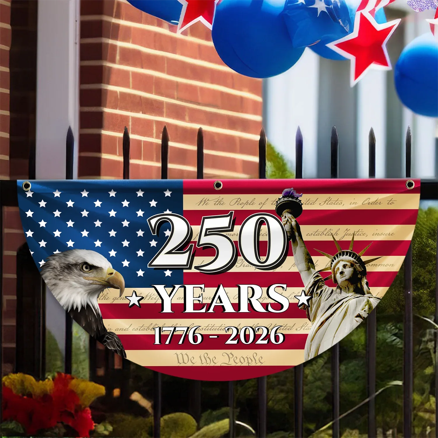 250 Years USA Constitution Patriotic Fan Flag