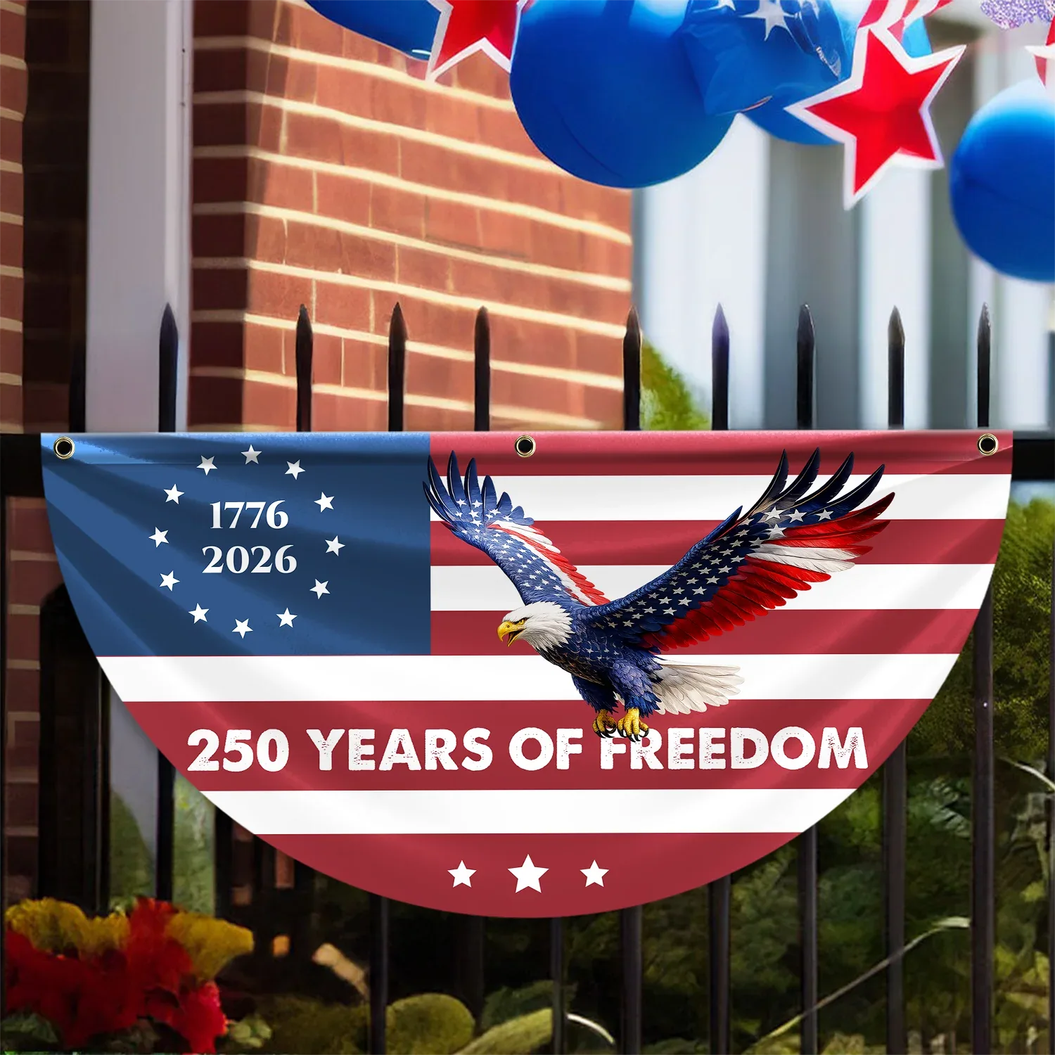 250 Years of Freedom Flying Eagle Patriotic Fan Flag