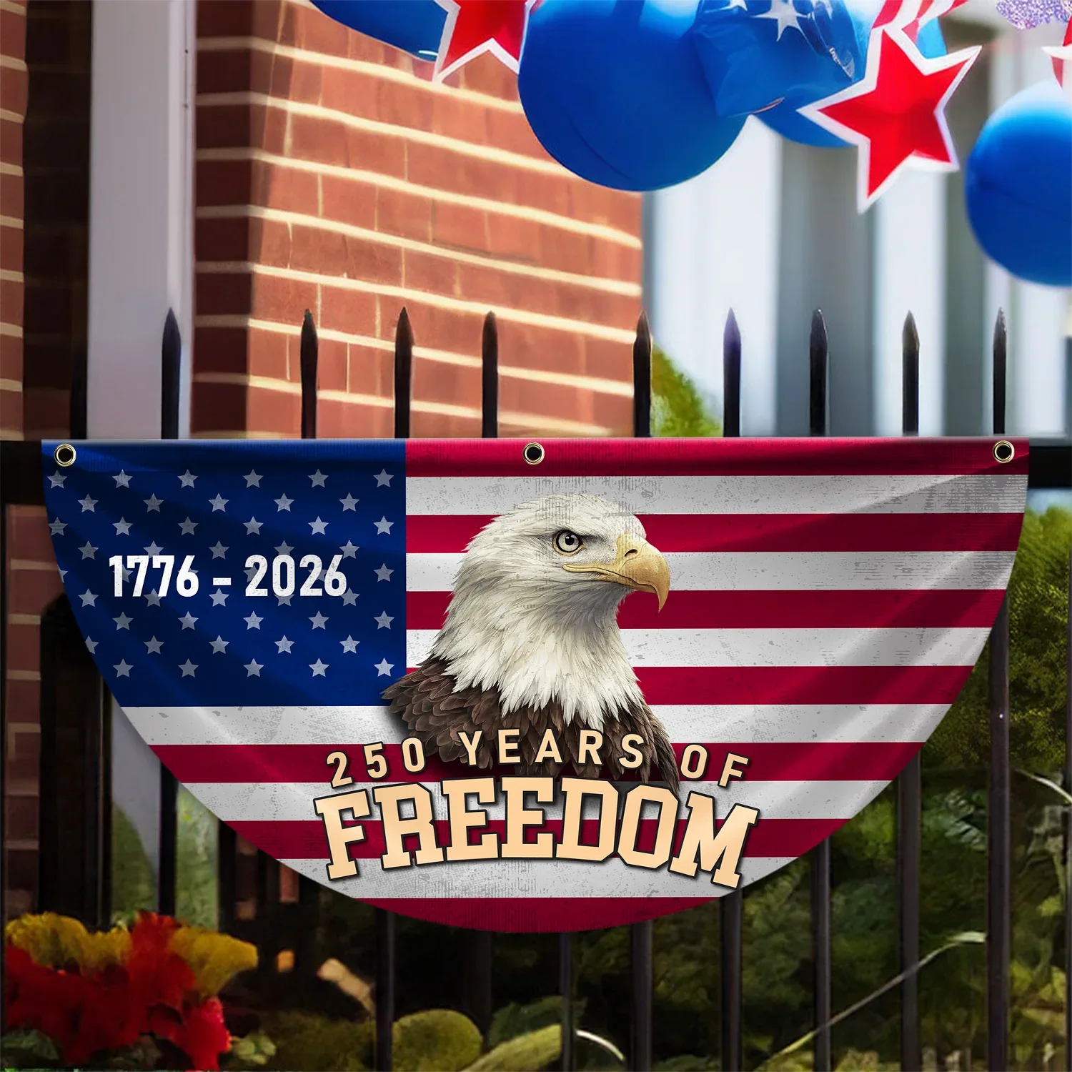 250 Years of Freedom Patriotic Eagle Fan Flag