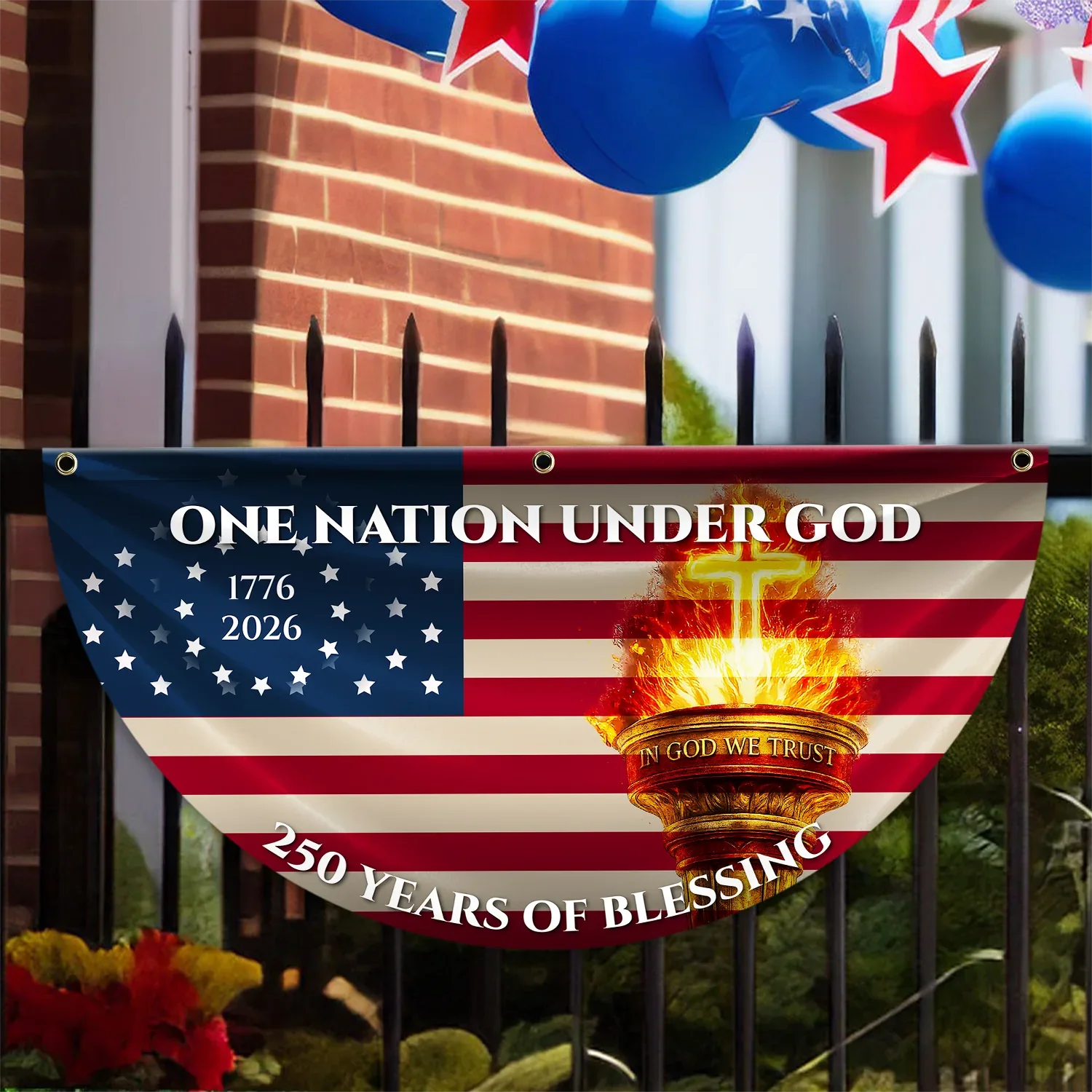 One Nation Under God 250 Years of Blessing Fan Flag
