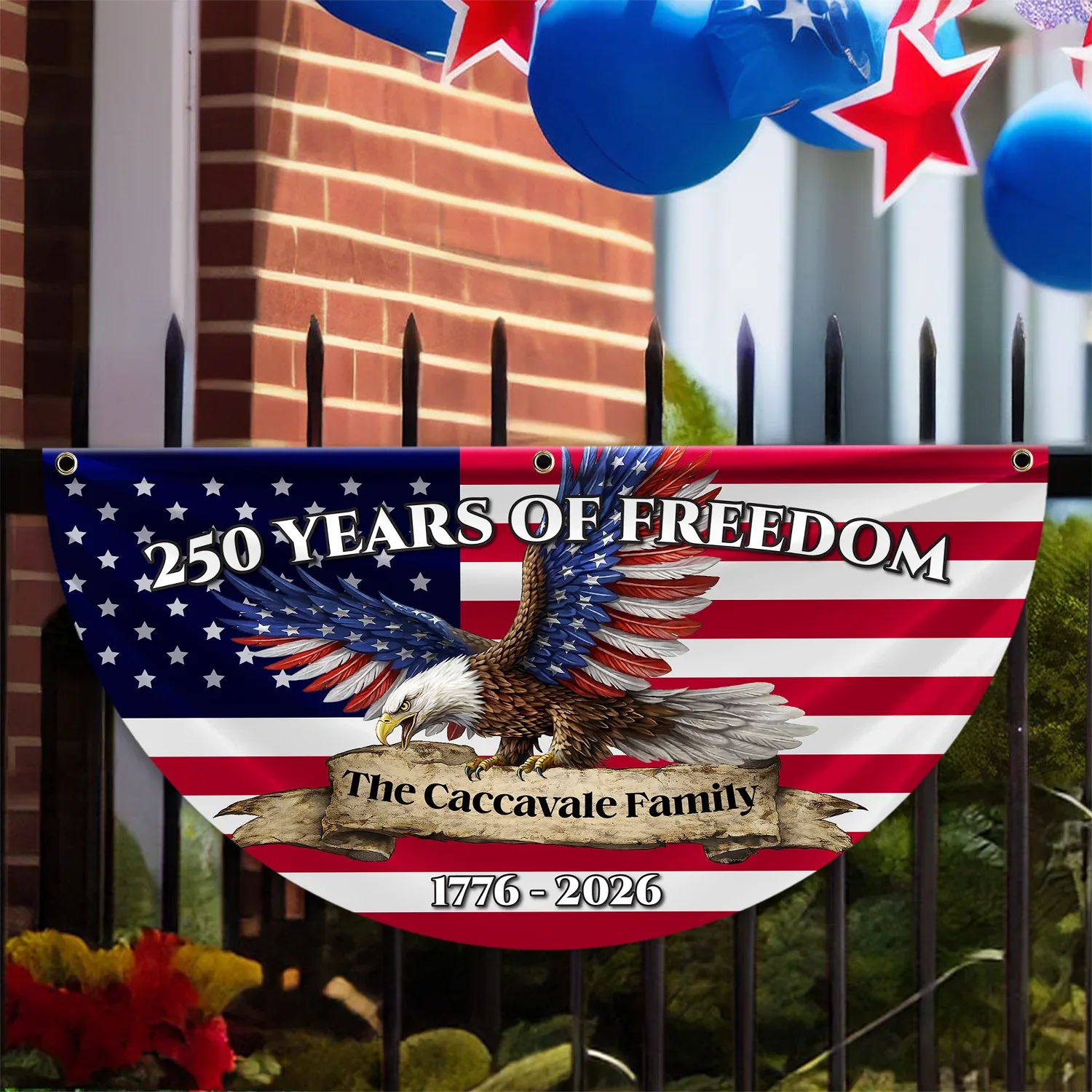 Personalized 250 Years of Freedom Eagle Fan Flag
