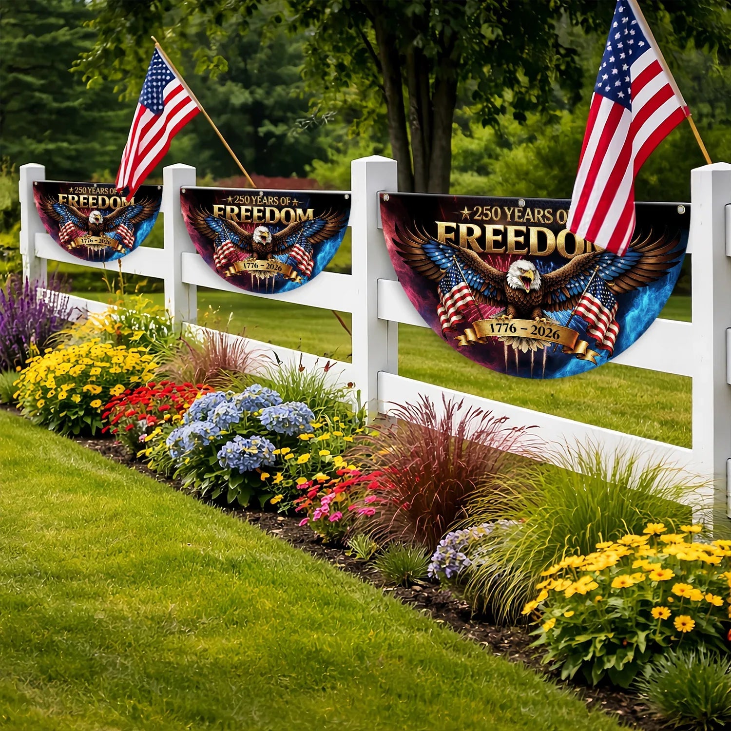 250 Years of Freedom Fierce Eagle Patriotic Fan Flag