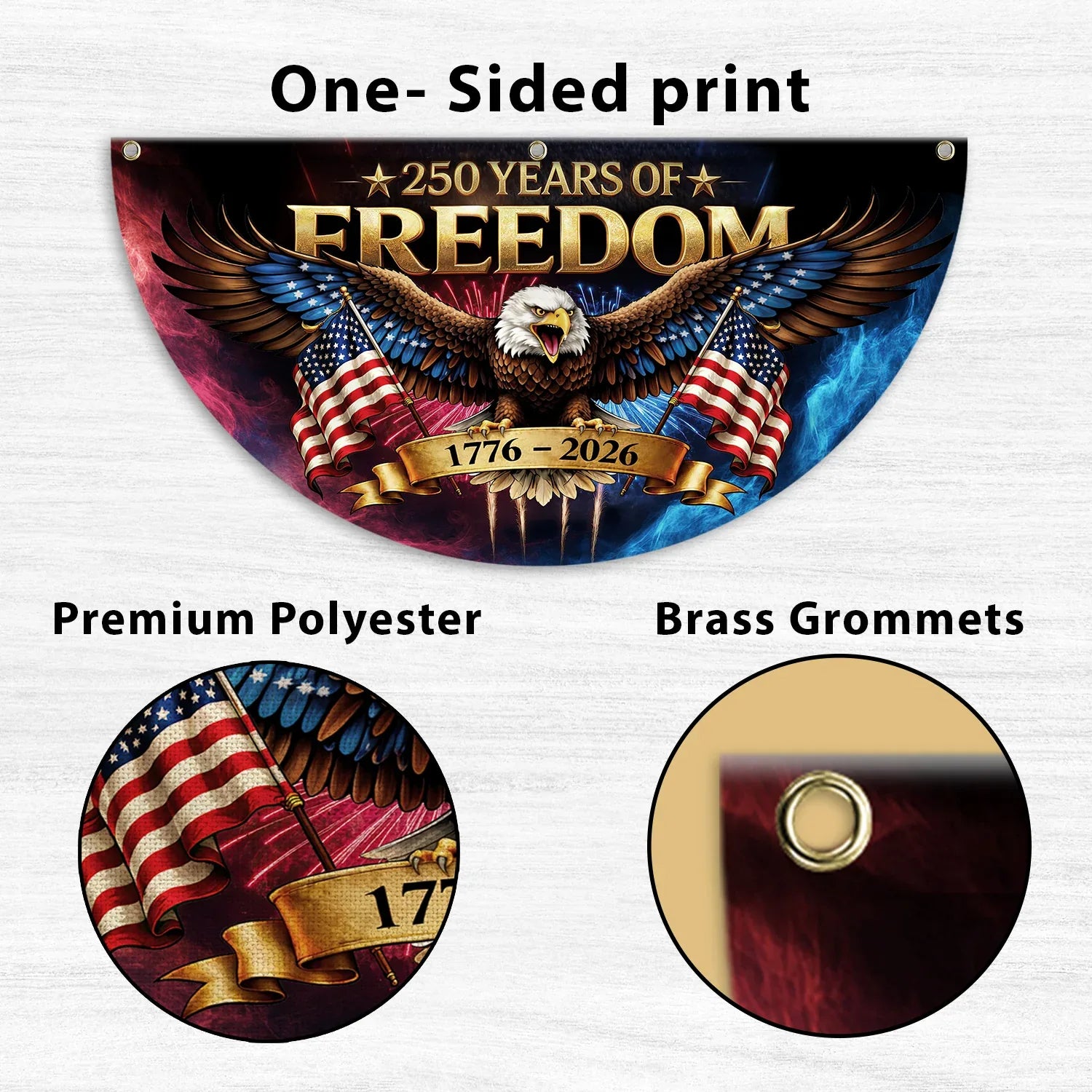 250 Years of Freedom Fierce Eagle Patriotic Fan Flag