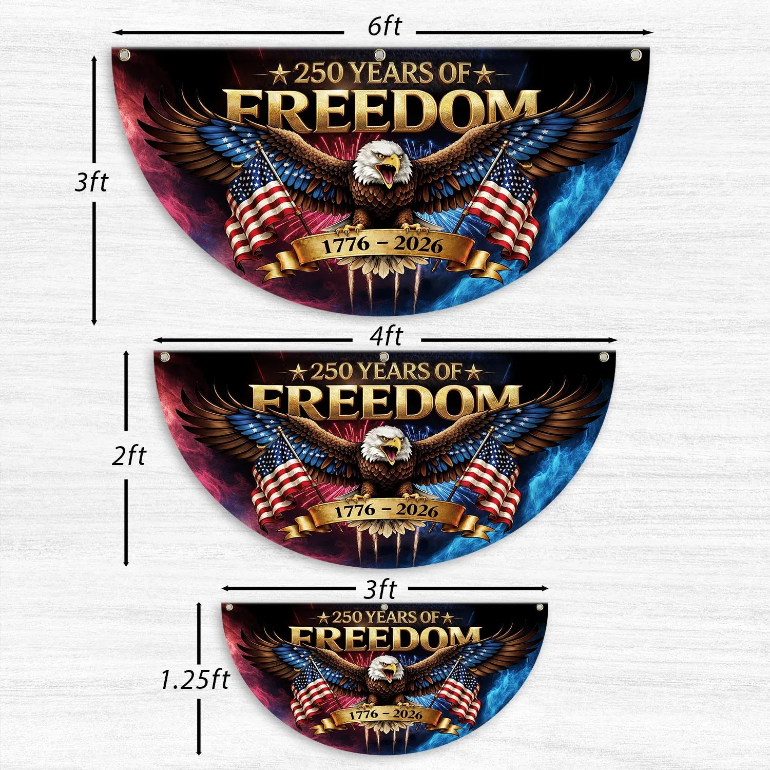 250 Years of Freedom Fierce Eagle Patriotic Fan Flag