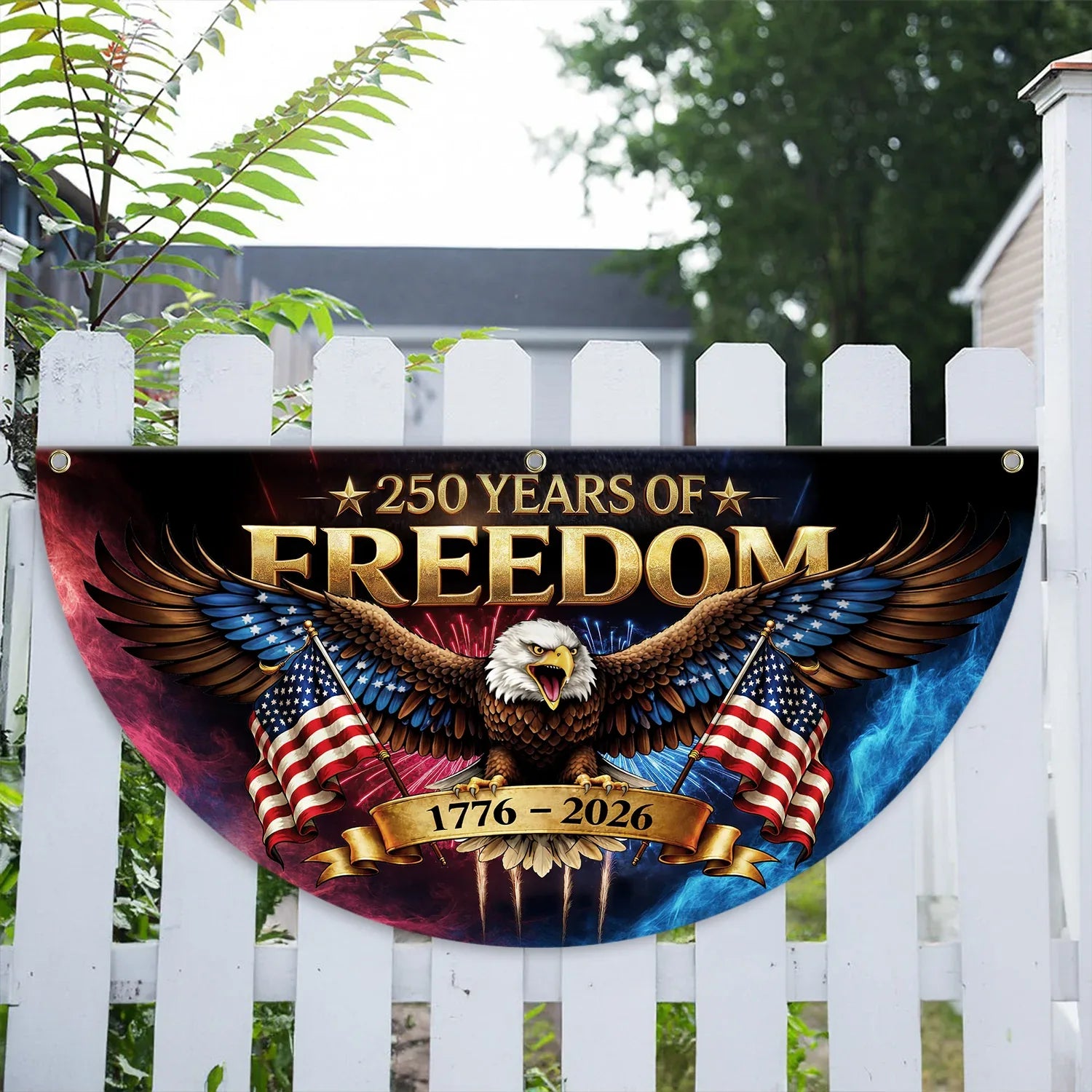 250 Years of Freedom Fierce Eagle Patriotic Fan Flag