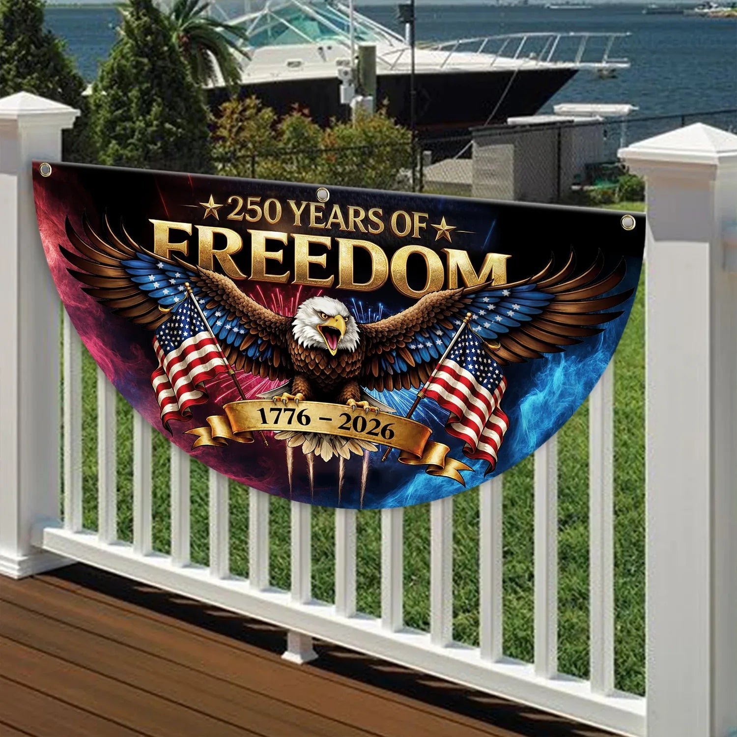 250 Years of Freedom Fierce Eagle Patriotic Fan Flag