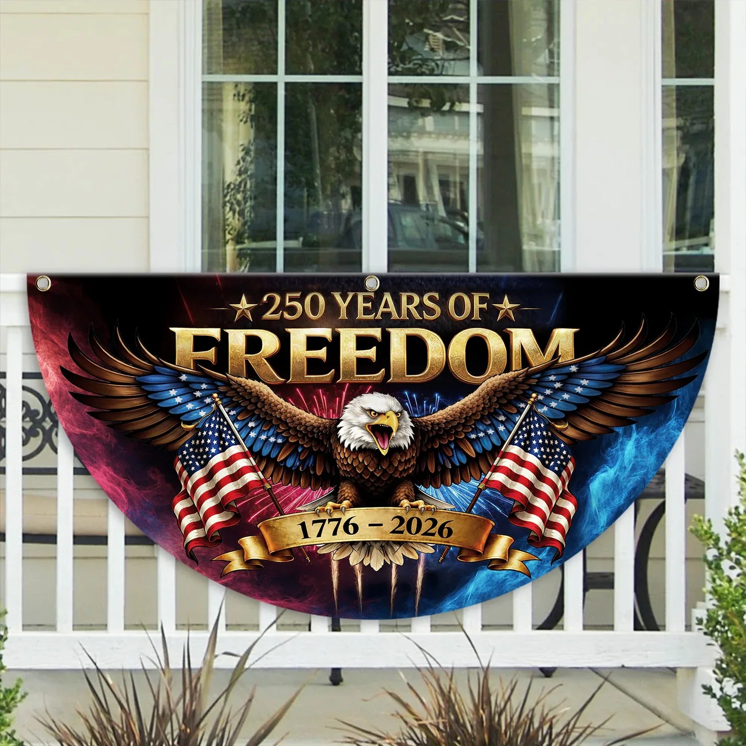 250 Years of Freedom Fierce Eagle Patriotic Fan Flag