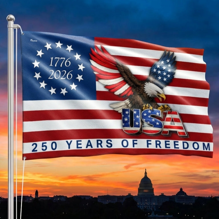 250 Years of Freedom American Patriot Flag, Betsy Ross 1776 2026 Flag