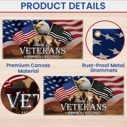 Veterans Day Thank You Veterans, American Eagle Memorial Veteran Fence Banner