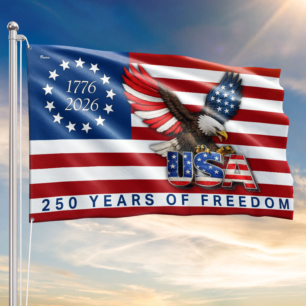 250 Years of Freedom American Patriot Flag, Betsy Ross 1776 2026 Flag