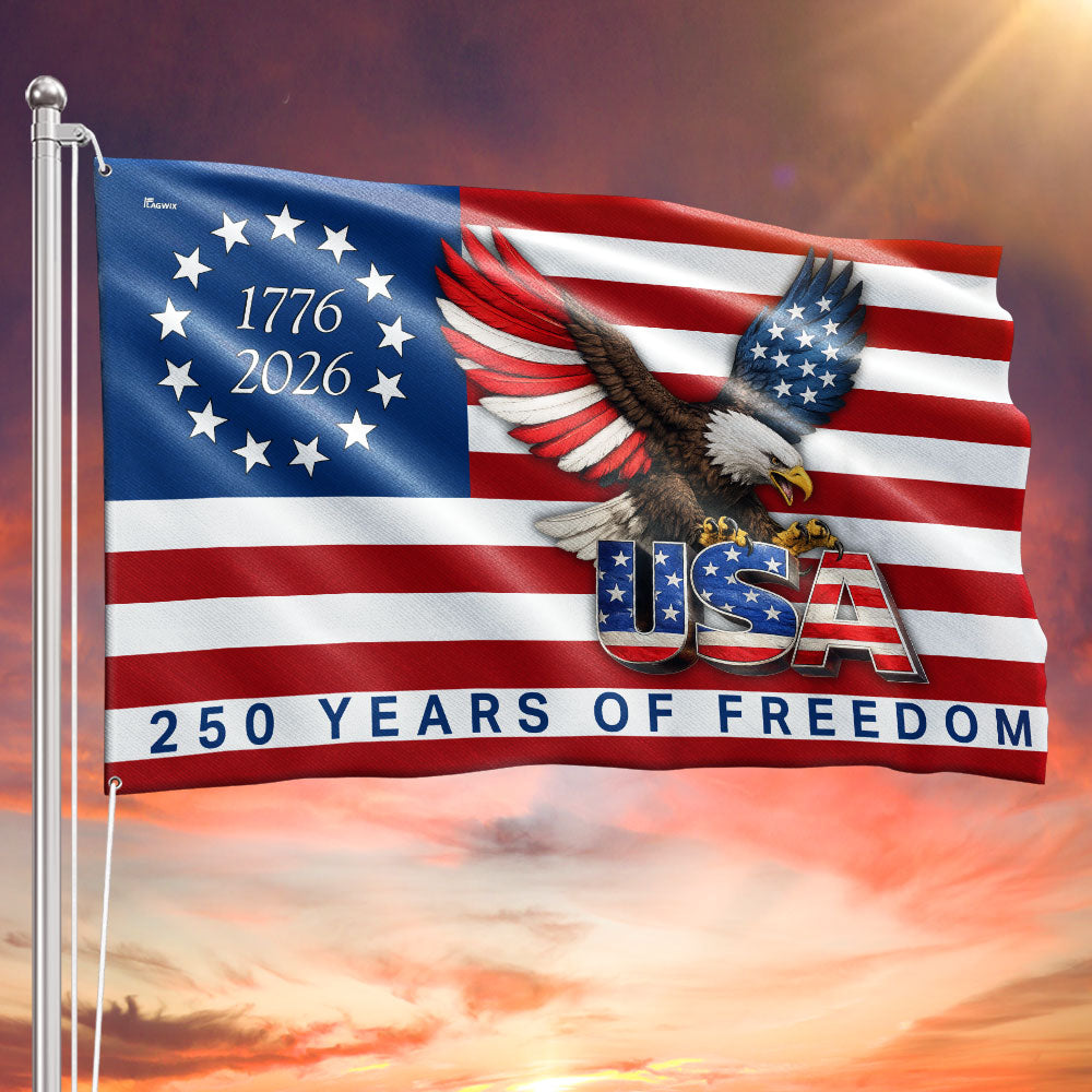 250 Years of Freedom American Patriot Flag, Betsy Ross 1776 2026 Flag
