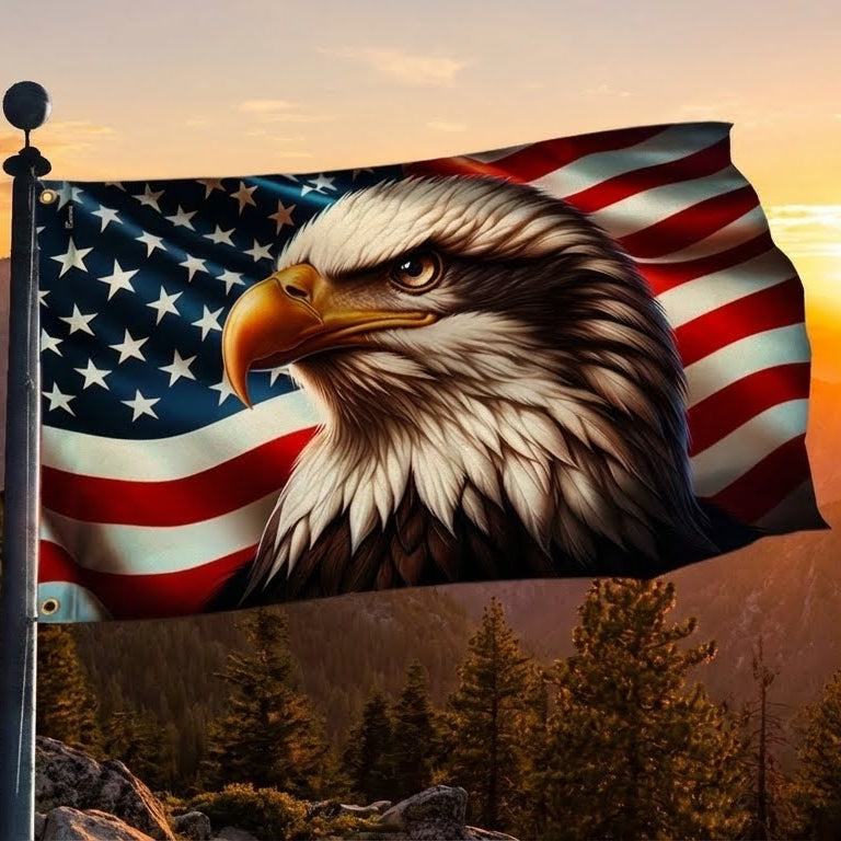American Flag, Patriotic Eagle American Grommet Flag