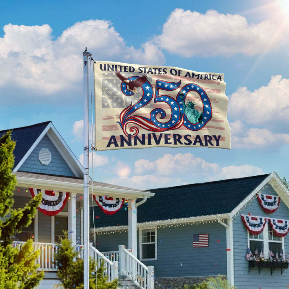 Patriotic 250th Anniversary Grommet Flag 1776 2026 United States of America Semiquincentennial