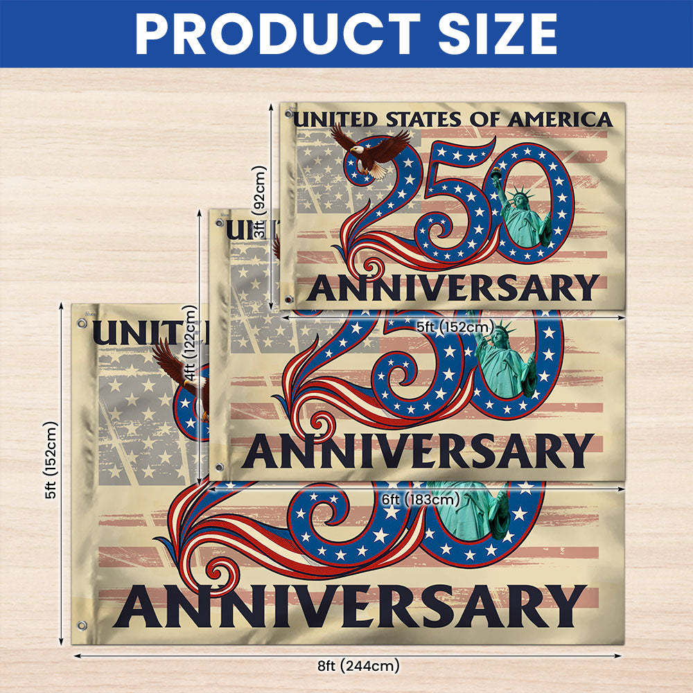 Patriotic 250th Anniversary Grommet Flag 1776 2026 United States of America Semiquincentennial