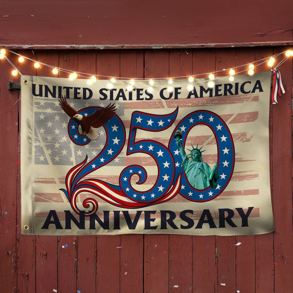 Patriotic 250th Anniversary Grommet Flag 1776 2026 United States of America Semiquincentennial