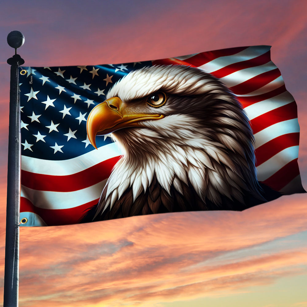 American Flag, Patriotic Eagle American Grommet Flag