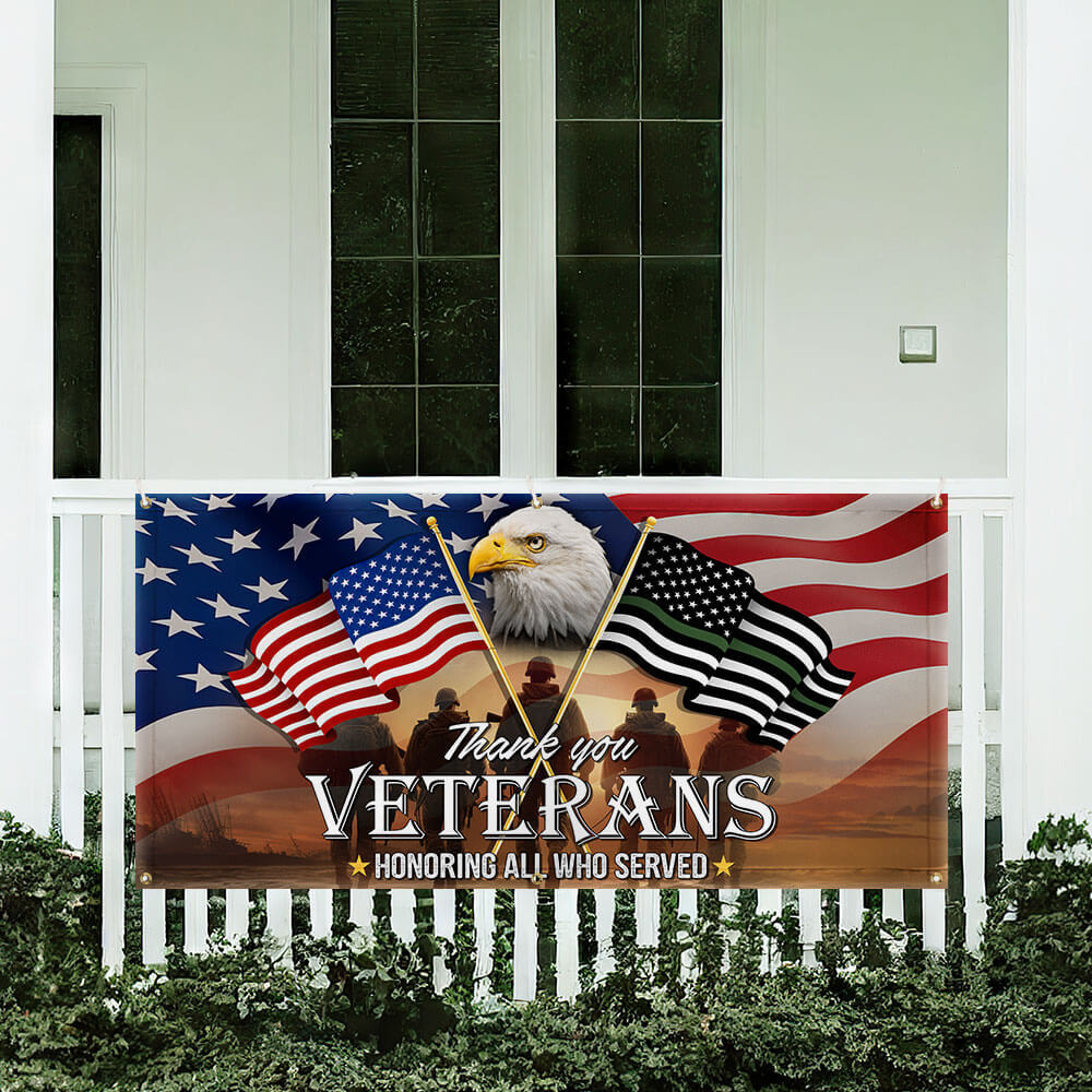 Veterans Day Thank You Veterans, American Eagle Memorial Veteran Fence Banner