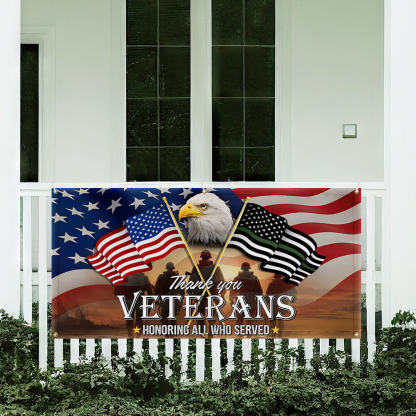 Veterans Day Thank You Veterans, American Eagle Memorial Veteran Fence Banner
