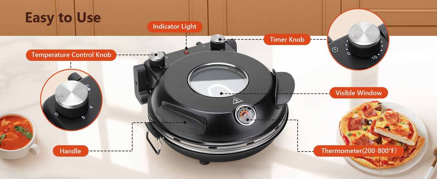 Countertop Pizza Maker with Adjustable Timer