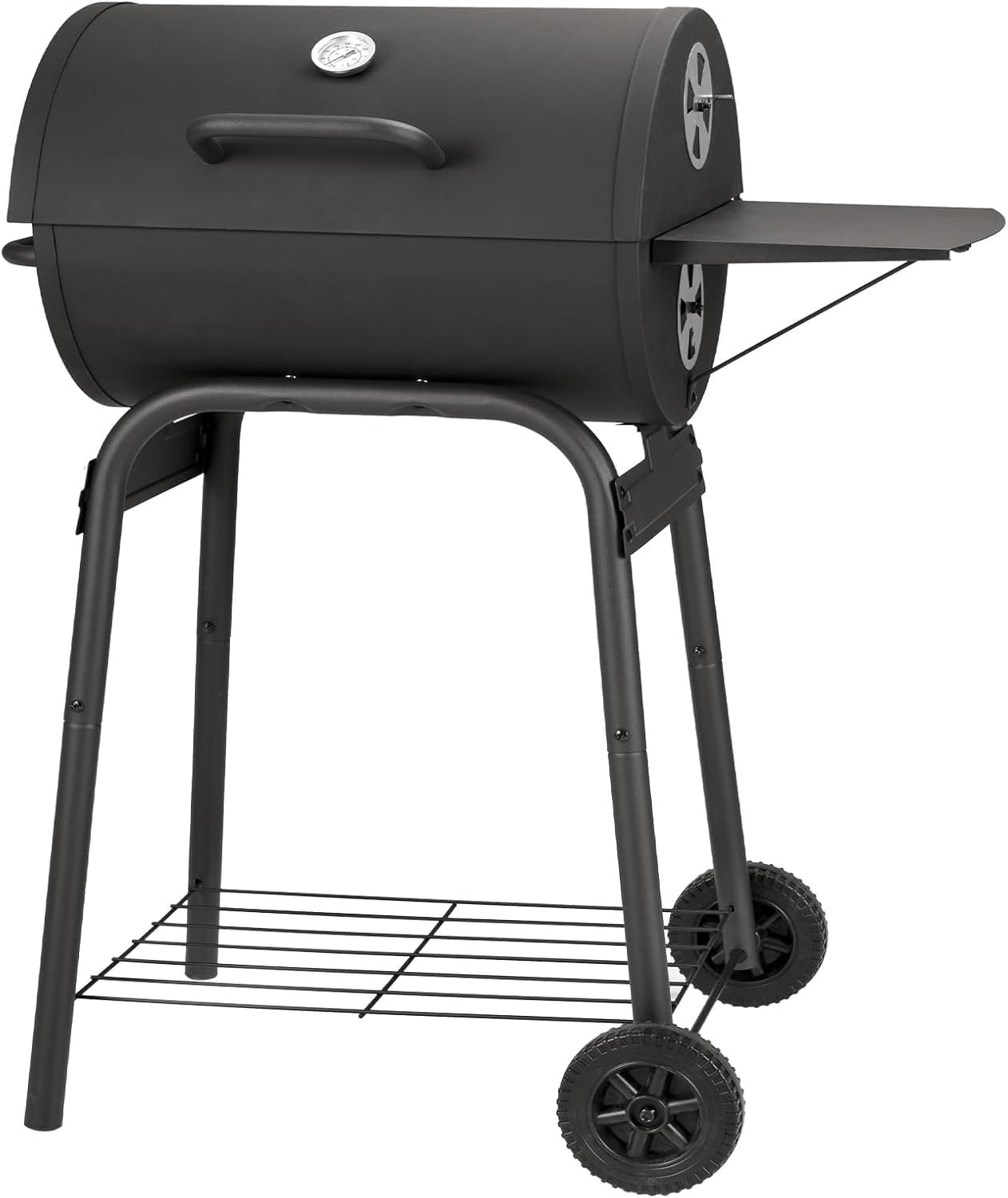 Barrel Charcoal Grill, Large Charcoal Grills with Side Shelf, Outdoor BBQ Grill,Perfect for Backyard Camping, Patio Parties, and Picnics